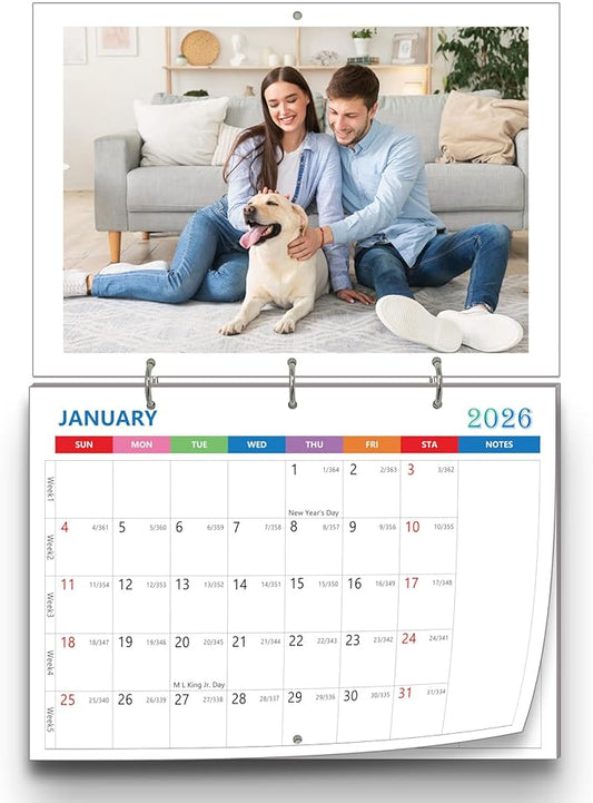 Custom Calendar 2026, Custom Photo Wall Hanging Calendar, Make Your Own Personalized Calendars 2026 for Customized Home/Office/Party/Birthday/Christmas/New Year/Housewarming Gift (New wall calendar)