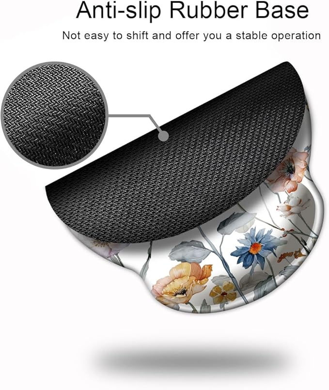 Ergonomic Mouse Pad with Wrist Support,Mouse Pad with Wrist Rest,Relieve Wrist Pain Mousepad Non-Slip Rubber Base,Mouse Pads for Desk,Computers,Laptop,Office,Home,Accessories Watercolor Floral