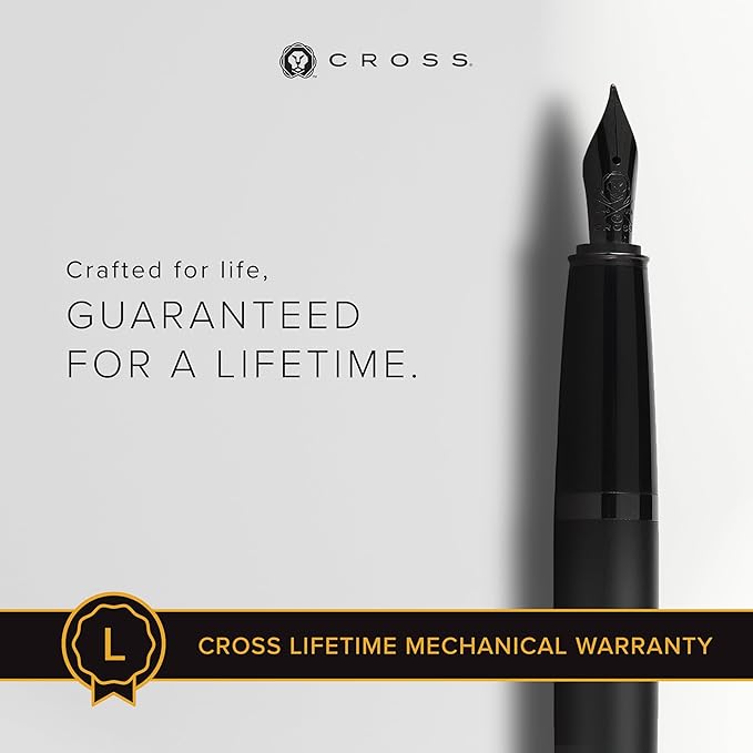 Cross Bailey Refillable Fountain Presented in a Premium Gift Box - Medium Point, Black Ink, Matte Black