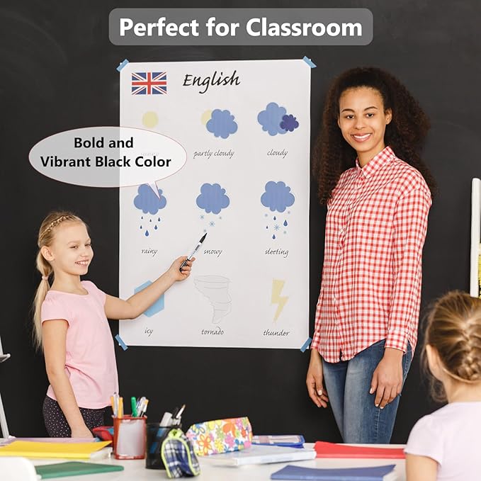 SFAIH Fine Tip Dry Erase Markers - 72 Pack Black Whiteboard Erasable Markers Bulk for Kids Adults, Ideal for Classroom School Office Home Use on White Board, Non-Toxic Easy Clean