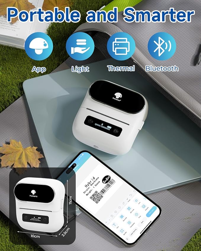 Phomemo M220 Label Maker, New Flagship 3.14 Inch Bluetooth Portable Thermal Label Printer for Barcode, Address, Labeling, Mailing, File Folder, Easy to Use, Support Phone&PC