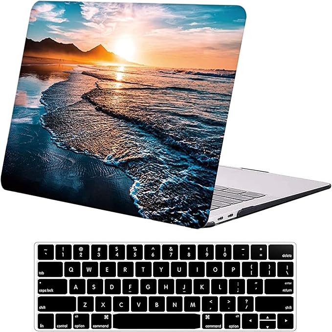 DTangLsm Compatible with MacBook Air 13 inch Case 2022 2021 2020 2019 2018 Release A2337 M1 A2179 A1932, Beach Plastic Hard Shell Cover Ocean Case for MacBook Air 13 M1 + Keyboard Cover, Sunset Beach