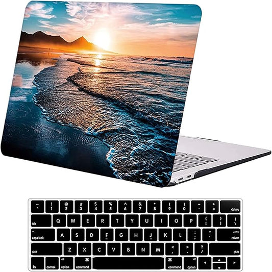 DTangLsm Compatible with MacBook Air 13 inch Case 2022 2021 2020 2019 2018 Release A2337 M1 A2179 A1932, Beach Plastic Hard Shell Cover Ocean Case for MacBook Air 13 M1 + Keyboard Cover, Sunset Beach