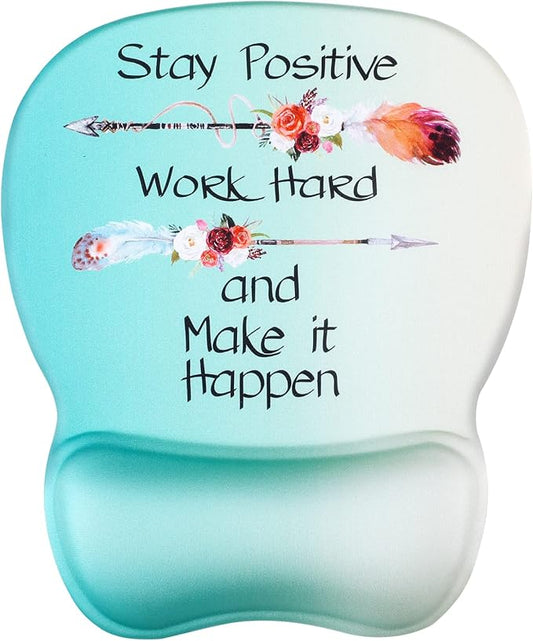 MROCO Ergonomic Mouse Pad with Gel Wrist Rest, Comfortable Mousepad with Smooth Wrist Support Surface and Non-Slip PU Base for Pain Relief, Computer, Laptop, Office & Home, 9.4 x 8.1 in, Feather Arrow