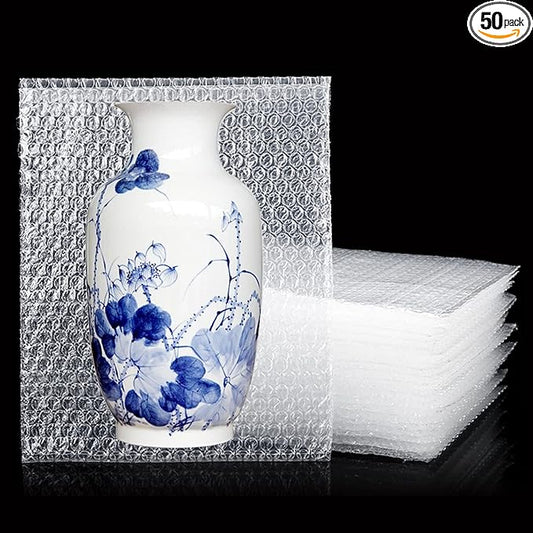 50PCS Clear Bubble Out Bag 12" x 16", Large Bubble Pouches Bags, Double Wall Shockproof Bubble Pouch Wrap Bag, Cushioning Protective Storage Bags for Moving, Shipping, Packing and Storage