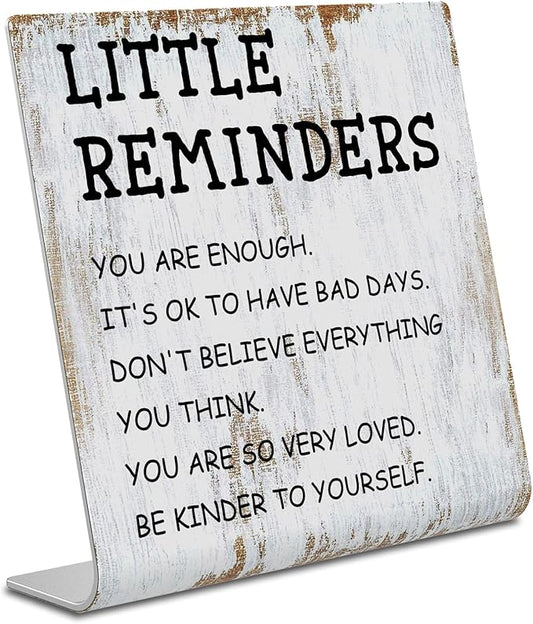 Little Reminders Definition Office Decor Sign Plaque,Positivity Recovery Self Care Encourage Gift,Mental Health Gift for Coworker Women men,Cheer Up Gifts For Best Friend XUV90