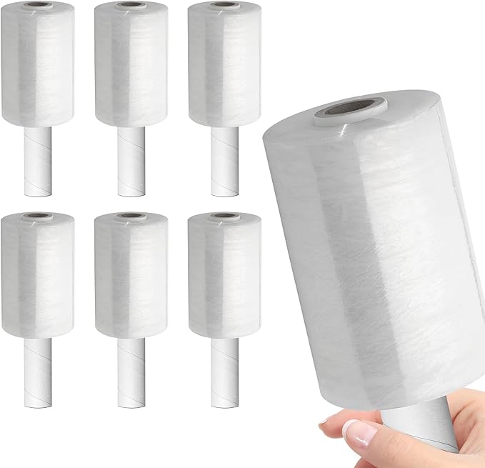 Shrink Wrap Roll for Moving | 80 Gauge 5" x 1000 FT Plastic Wraps for Packing | Clear Stretch Film for Pallets, Furniture, Boxes & Storage Protection - 6 Pack