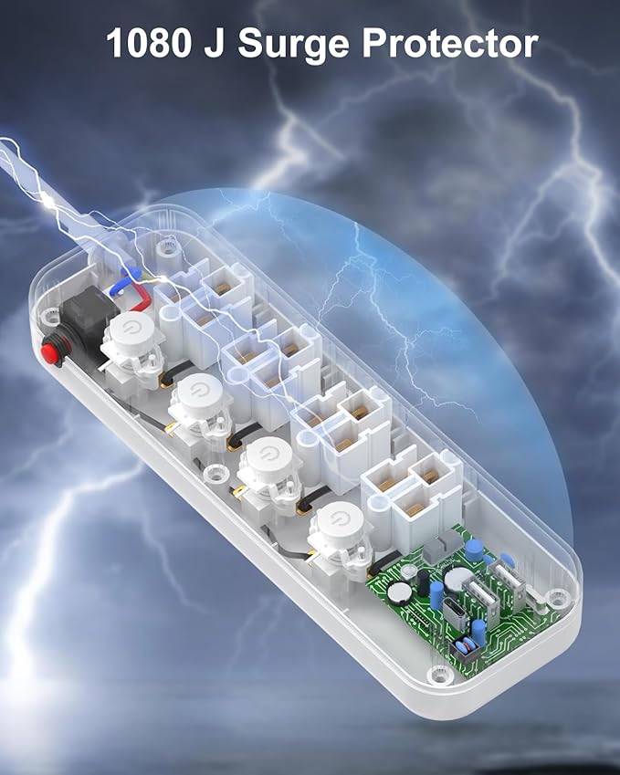 Appliance Extension Cord with Individual Switches on Off - 5 FT, 14 Gauge Heavy Duty Extension Cord with USB Ports, 8 outlets, High Wattage for Microwave, Workbench, Kitchen, Garage Must Have