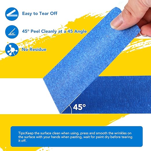 VOISEN 20 Rolls Painters Tape, Blue Painters Tape, 2 Inch Wide (1.85 in x 55 Yds), Masking Tape for Multi-Purpose, Masking Tape Bulk,DIY Artist Craft Arts, Decoration, Drafting, No Residue