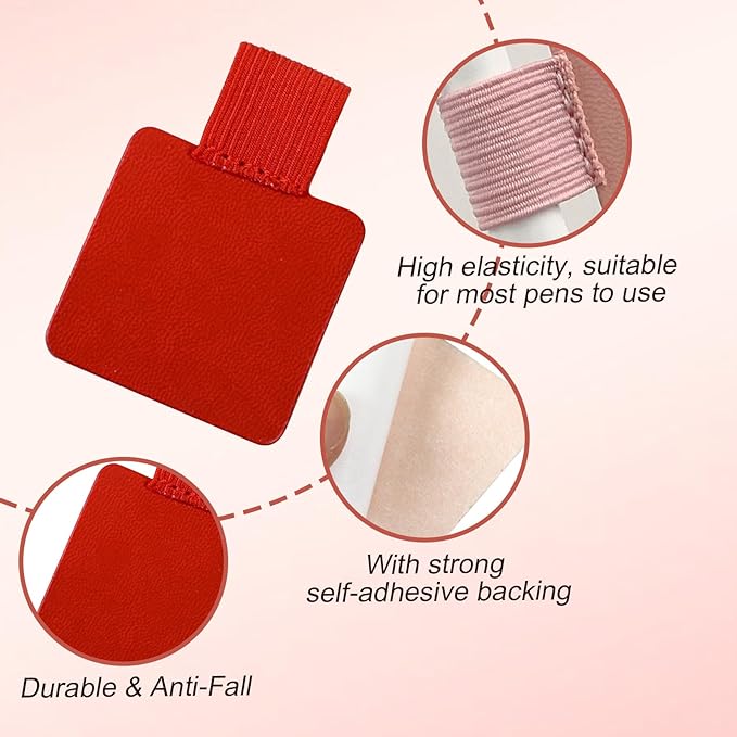 10-Pack Self-Adhesive Pen Loop Holder,Elastic Notebook Pen Holder for Journals,Planners,Diaries,10 Mixed Colors Magnetic Bookmark-Style Pen Holder