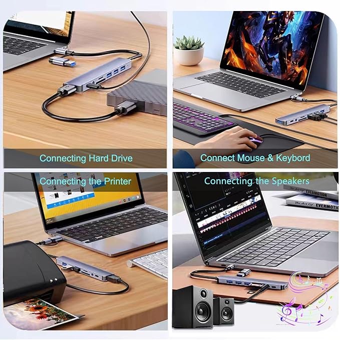 USB C Hub USB Hub 3.0, VIENON Aluminum 8 in 1 USB Splitter with 1 x USB 3.0, 3 x USB 2.0 and 1 x USB C, SD/TF Card Reader, 3.5mm Aux Ports for MacBook Pro Air and More PC/Laptop/Tablet Devices