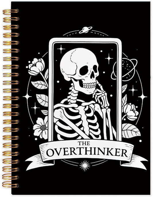 WUCHJ the Overthinker Tarot Card Spiral Notebook Journal, Gothic Goth Skull Notebook Journal, Witchy Journal, Goth Office Supplies, Witchy Stuff Spiral Notebook 5.5x8.3