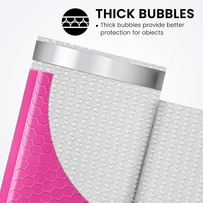 Fuxury Bubble Mailers 4x8" 800 Pack Pink Bubble Mailers Usable Size 4x7” Small Padded Envelopes Waterproof Mailing Envelopes Bubble Padded