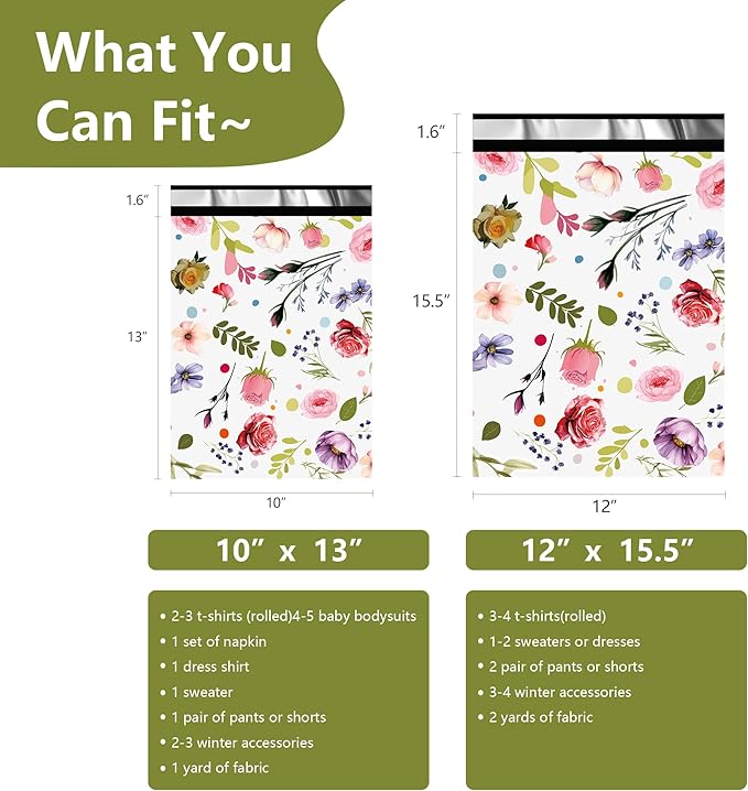 Poly Mailers 10x13 Inch 100 Pcs - Bud Printed Shipping Bags, 2.4mil Thickness, Waterproof and Tear Resistant Mailing Envelopes, Self-Sealing Packaging Bags for Small Business