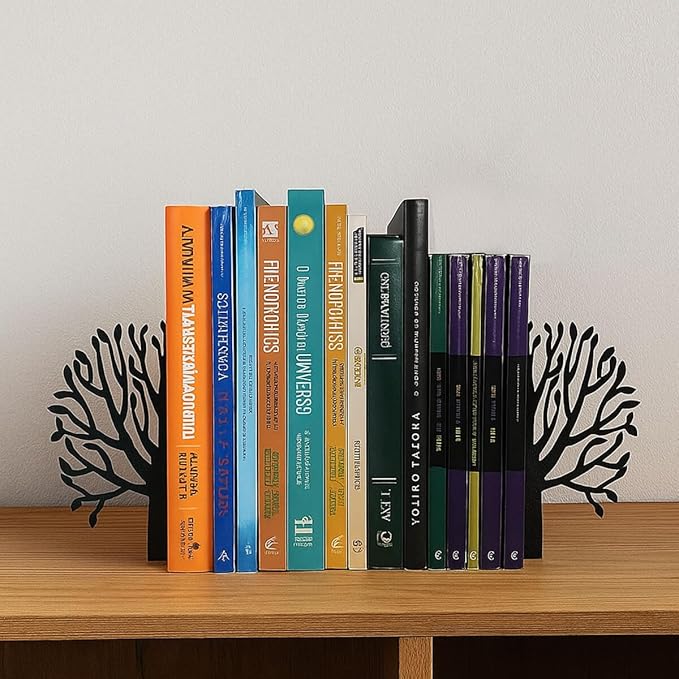 Trees Theme Book Holder Organizer – Steel, Black, Nature Inspired Design – Books in Style, Perfect for Home Decor, Great Gift for Book Lovers – Urban Forest Collection – Geguton