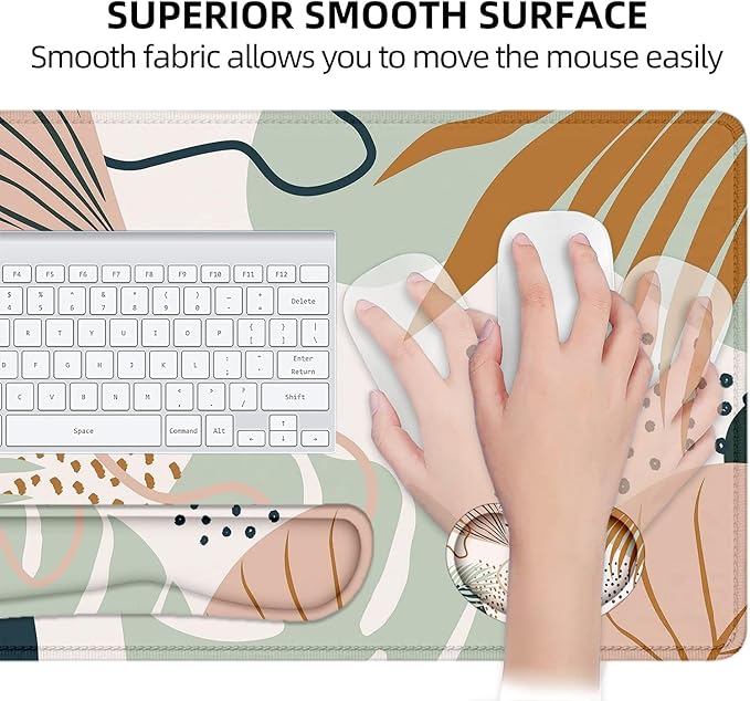 Lateefah Desk Mat, Mouse Pad with Wrist Rest, 4-in-1 Large Mouse Pads for Desk, Ergonomic Mouse Pad and Keyboard Wrist Rest Gaming Keyboard Mat for Office, Home