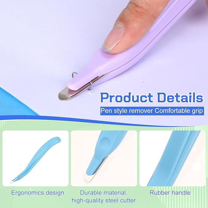 Crtiin 24 Pcs Magnetic Staple Remover Bulk Staple Remover Puller Removing Pen Operation Christmas Tool Gifts Rubberized Office School Gift (Macarons Color)