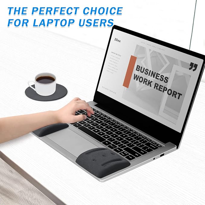 VAGAU Wrist Rests for Laptop, Wrist Support for Keyboard and Mouse, Ergonomic Memory Foam Wrist Pads for Laptop, Office, Computer, Comfortable Typing Wrist Pain & Carpal Tunnel Relief (Black)