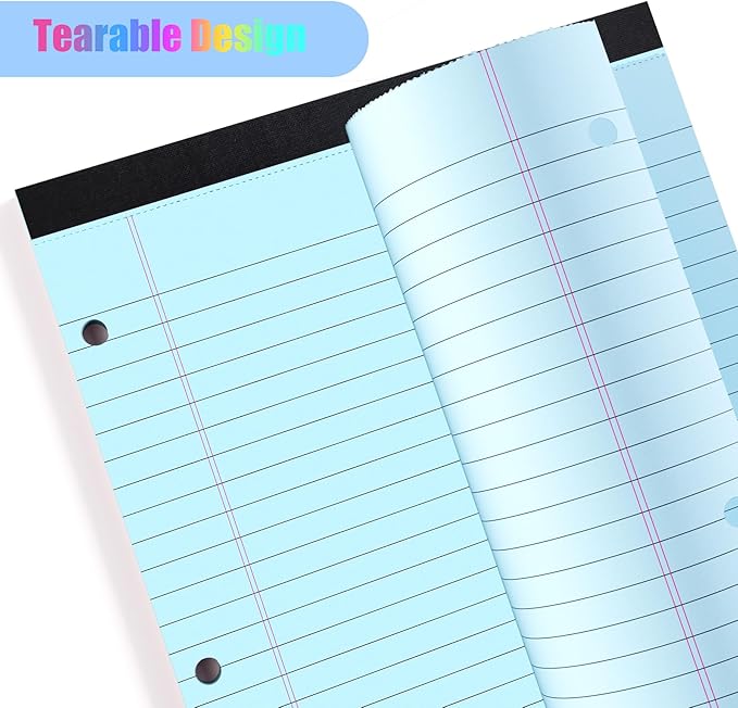 HAUTOCO 12 Pack 8.5 x 11 Legal Pads Colored Wide Ruled Notepads Perforated Writing Pads, 30 Sheets Per Notepad, 3-Hole Punched Paper, Writing Note Pads for School, Home, Office, Business