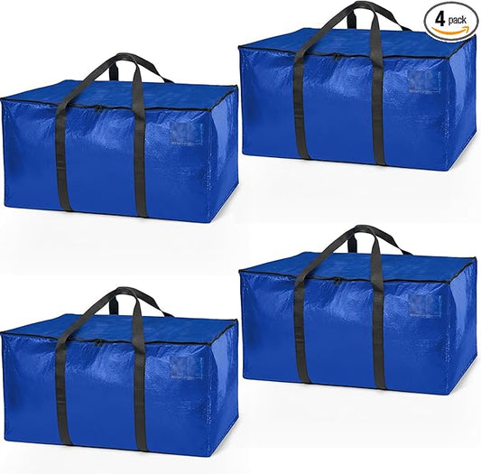ClearSpace Heavy Duty Moving Bags or Storage Bag – Large Moving Boxes with Backpack Straps, Zippers & Handles – Perfect for Moving, College Dorm, Traveling, Camping, Christmas Decorations, 4 Pack