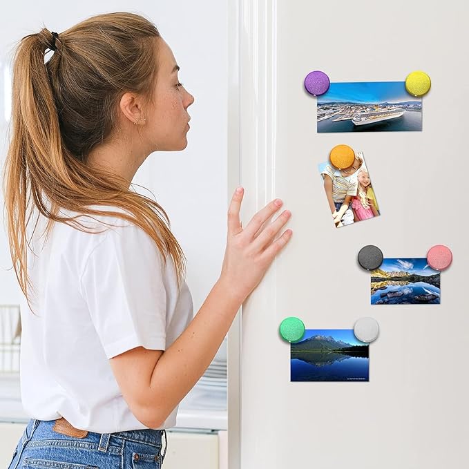 Qualsen Fridge Magnets, 50pcs Refrigerator Magnets, Small Magnet for Whiteboard Magnet for Kids, Mini Cute Magnets for Fridge, Locker, White Board, Kitchen, Office, Classroom(10 Colors)