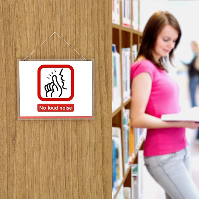 PecMuikee Horizontal Acrylic Sign Holder 8.5x11, Wall Mount Acrylic Sign Holder and Plastic Paper Display Ad Frame Bonus with 3M Tape and Mounting Screws for Restaurant, Office, Market, Library,