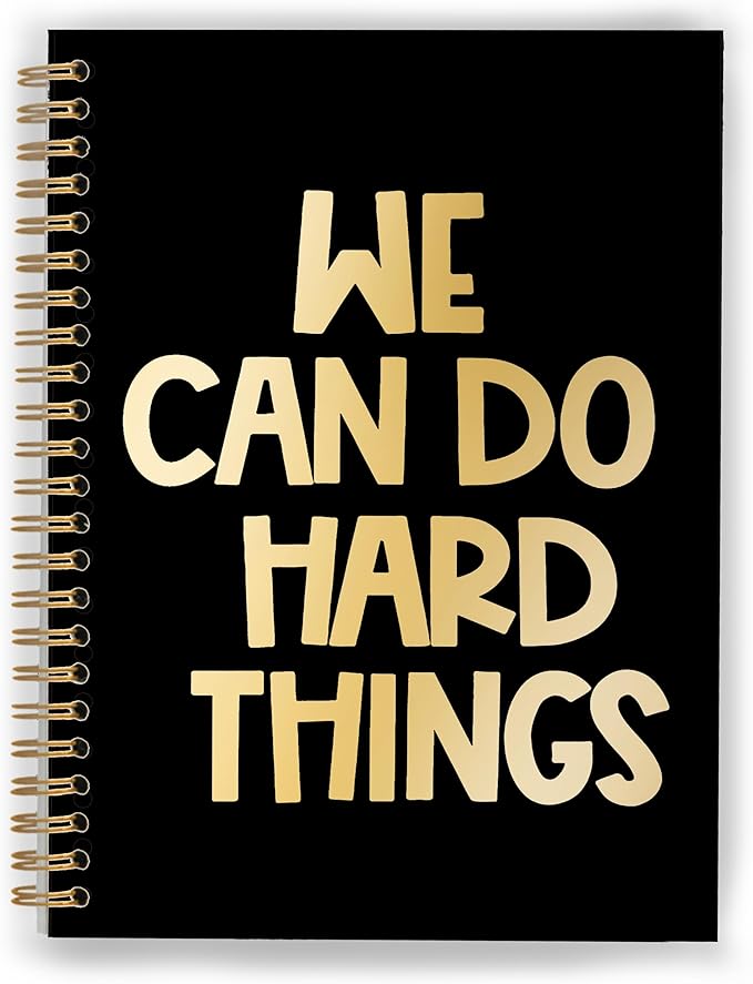 Blank Preppy Motivational Inspirational Notebook-We Can Do Hard Things Spiral Journal 5.5x8.3,Positive Gifts Spiral Notebookf or Work Office School Kids Student Teacher,Journal for Women