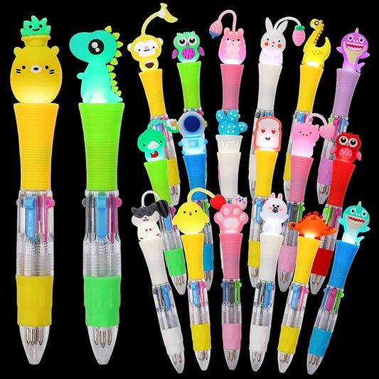 CZWZ 20Pcs Multicolor Pens in One 4-in-1 Cute Pens Bulk for Kids, Ballpoint Pen for Birthdays and Children's Parties, Fun Gifts Assorted Ink Kawaii Pen(Style-2)