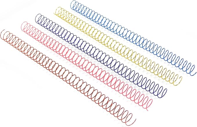 RAYSON 15.9mm Spiral Wire Coil Binding, 3:1 Pitch, 5/8" Metal Coils Spiral Binding 140 Sheets Capacity, Multicolor Color & Pack of 100