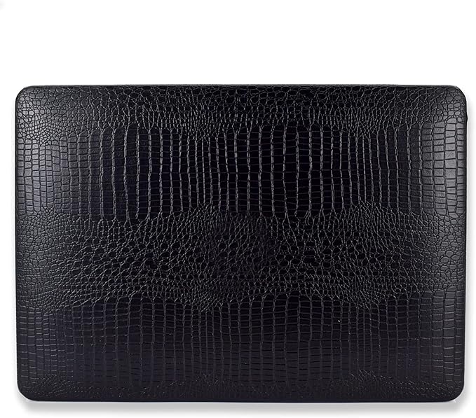 DTangLsm Compatible with MacBook Pro 13 inch Case 2024-2016 M2 M1 A2338 A2289 A2251 A2159 A1989 A1706 A1708, Crocodile Skin Alligator PU Leather Hard Shell Case and Keyboard Cover, Black
