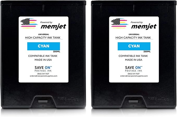 Quadient Memjet M5K250-N Compatible High Capacity Cyan Printer Ink Tank (500ml) - Printer Ink Cartridge for Mach Series Quadient & Hasler Printers - Fade-Resistant Replacement Inkjet Printer Ink