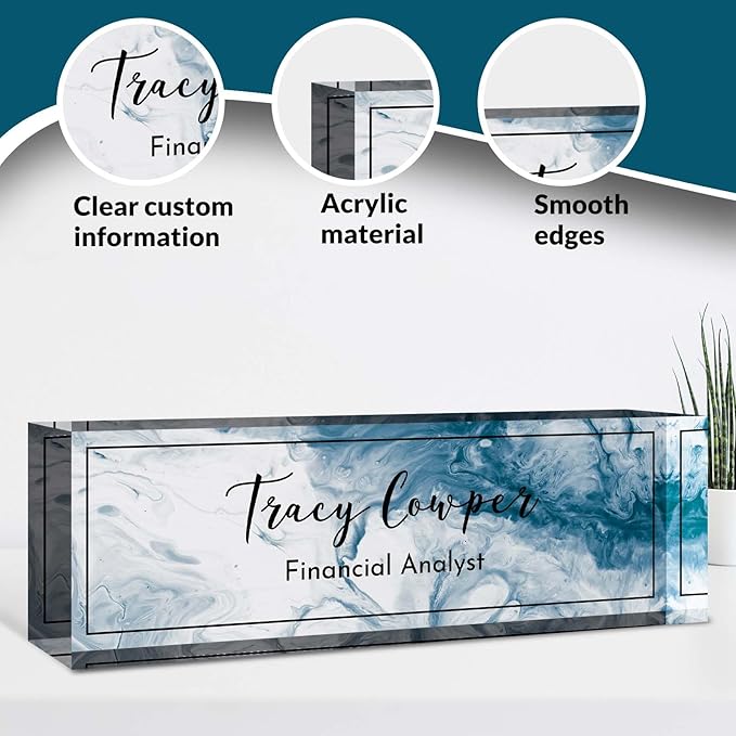 Desk Name Plate Personalized, Custom Name Plate for Desk, Acrylic Desktop Accessories, Office Gift & Decor for Women Men, Teacher Nurse Boss Employee Appreciation Gifts