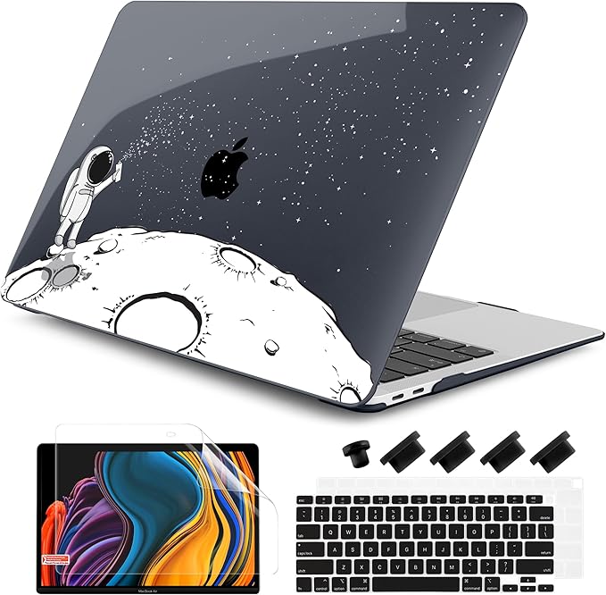 DONGKE Compatible with MacBook Air 13 inch Case 2021 2020 2019 2018 Release A2337 M1 A2179 A1932 with Retina Display & Touch ID, Plastic Hard Shell & Keyboard Cover - Astronaut