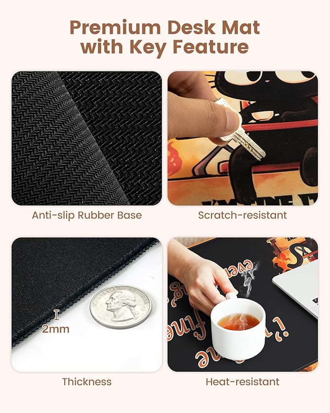 HAOCOO Memory Foam Ergonomic Keyboard Wrist Rest with Mouse Pad Wrist Support, Stitched Edges Large Gaming Desk Mat with Coaster 4-in-1 Set, Non-Slip Base Desk Protector Mat for Office Supplies