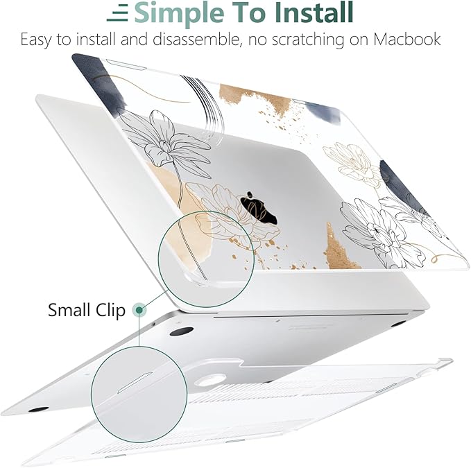 TWOLSKOO Compatible with MacBook Pro 13 inch Case 2022 2021 2020-2016 A2338 M2/M1 A2251 A2289 A2159 A1989 A1706, Plastic Hard Shell Cover & Keyboard Skin & Screen Protector, Florals X450