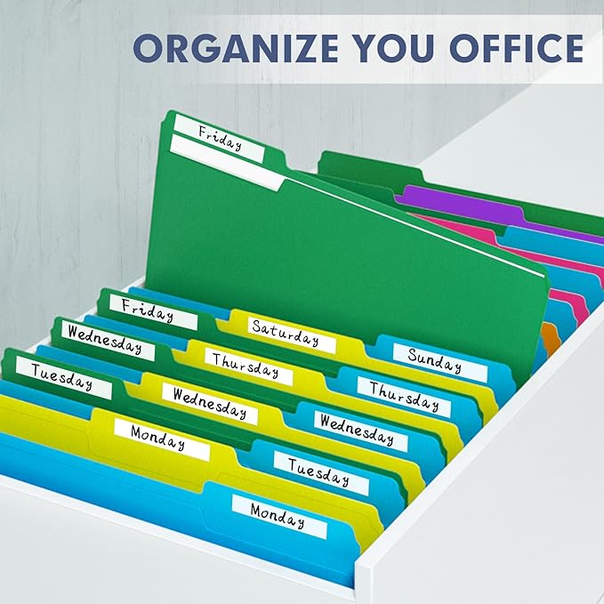 File Folder, PANDRI 220 Pack Colored File Folder, 1/3 Cut Tabs, Letter Size, Assorted 6 Colors Filing Folder for Office School Business