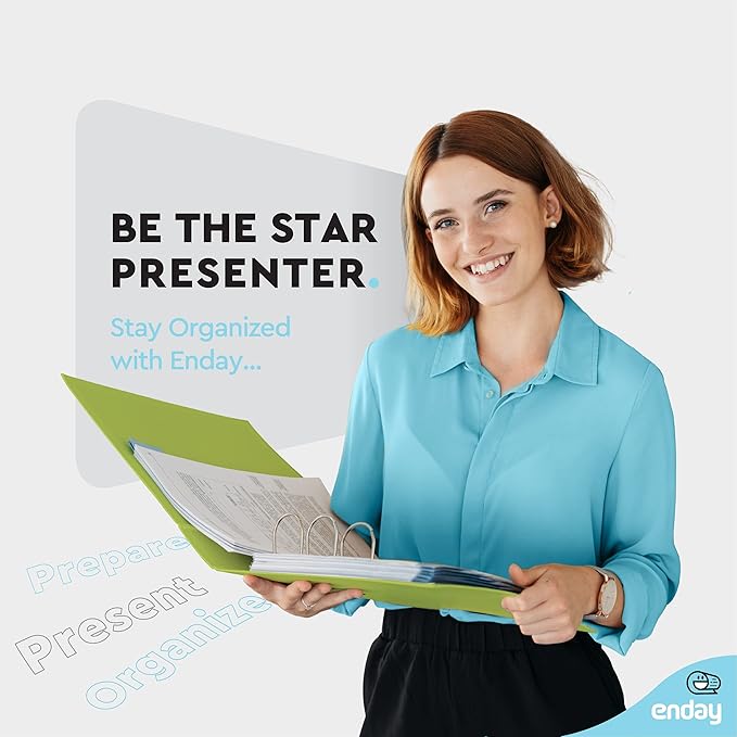 3 Slant D-Ring Binder 3 Inch Green, 3 in Clear View Cover with 2 Inside Pockets Binder, Heavy Duty Colored School Supplies Binders,Also Available in Red, Grey, Purple, Blue, Pink (12 PC) – by Enday