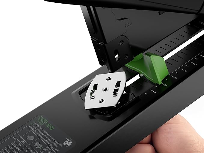 Novus B50 re+New Heavy Duty Stapler, 140 Sheet Capacity, Made of 81% Recycled Plastic, German Engineered, Adjustable Guide, 25 Yr. Warranty, Black (023-0065)