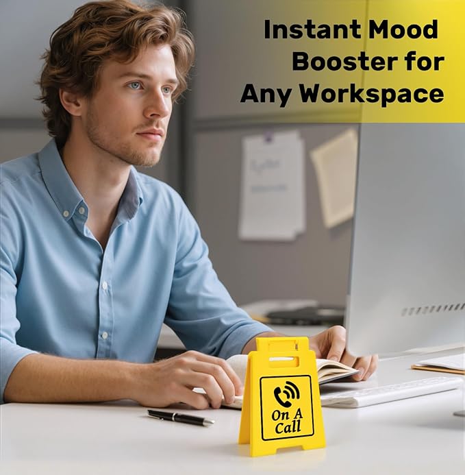 On a Call Desk Sign – Funny Desk Decor for Work, Office Accessories with Humor, Cool Gifts for Coworkers, Work Sign for Home or Workplace