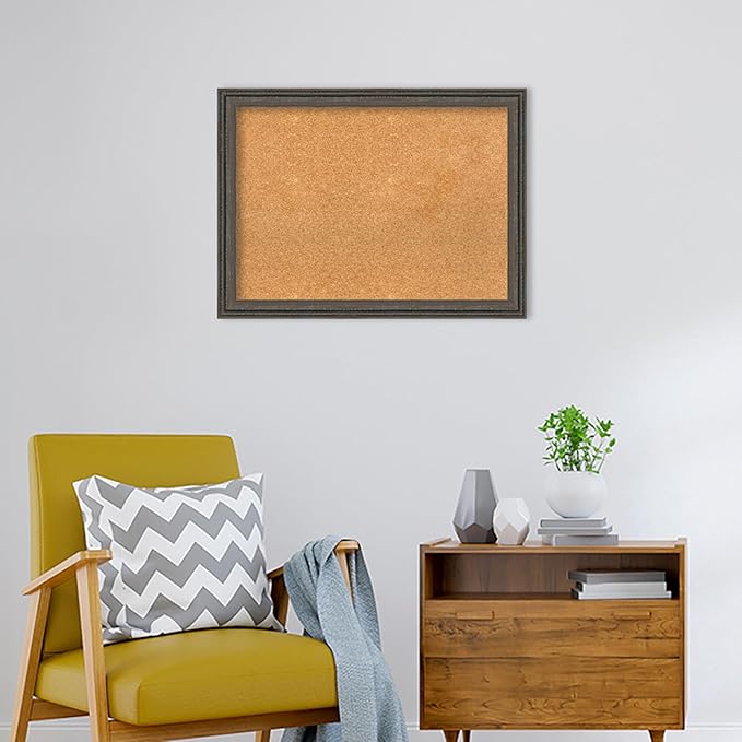 Amanti Art Natural Cork Board for Wall, 23x31 Vision Board with Brown Wood Frame, Medium Corkboard Office Decor for Home Organization, Rustic Farmhouse Corkboard Pinboard to display items for home