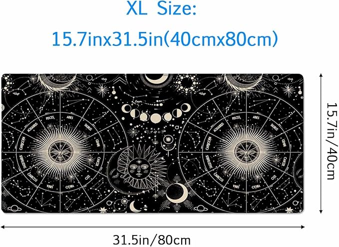 Moon Phases Desk Mat Mouse Pad Large Desk Pad Desk Mats On Top of Desks Laptop Computer Keyboard Mouse Mat Full Desk Gaming Mousepad XXL 31.5X15.7 inch Deskpad Deskmat Cute Desk Accessories