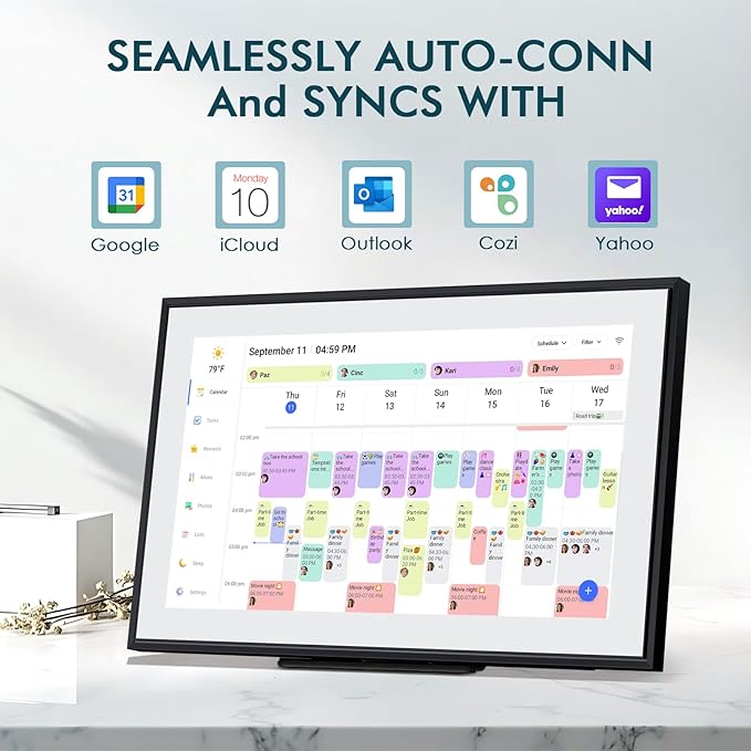 Digital Calendar 15.6 Inch Electronic Wall Calendar and Chore Chart 1920 * 1080P IPS Touchscreen Wall Smart Weekly and Monthly Planner for family Meal Planning Gift for Women