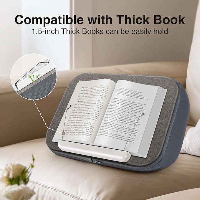 elitehood Book Stand, Comfortable Book Stand with Pillow Pad for Hand Free Reading in Bed, Bed Book Lap Holder - Minimize Neck Strain & Perfect Idea for Book Lovers in Dorm Room or Anywhere