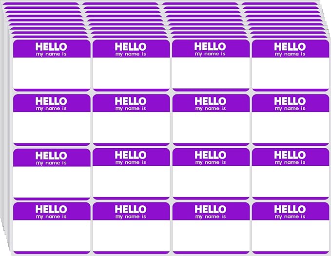 Zacool 480 Pcs Purple Hello My Name is Name Tags, 3" x 2" Custom Paper Labels for School, Office, Party