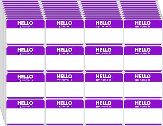 Zacool 480 Pcs Purple Hello My Name is Name Tags, 3" x 2" Custom Paper Labels for School, Office, Party
