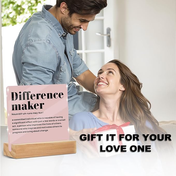 Difference Maker Gift Desk Decor Acrylic Sign 4x4 Inch, Inspirational Appreciation Gifts for Boss Mentor Teacher Manager Leader, Positive Affirmations Work Desk Accessories Office Cubicle Decor