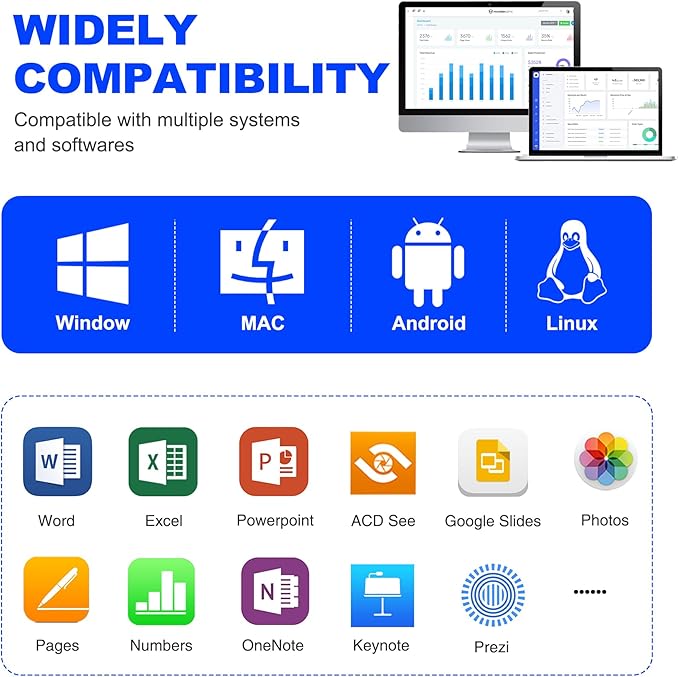 DinoFire White USB C Presentation Clicker Wireless Presenter Remote for PowerPoint Presentations,Volume Control PPT Slide Advancer for Mac Laptop PC Computer