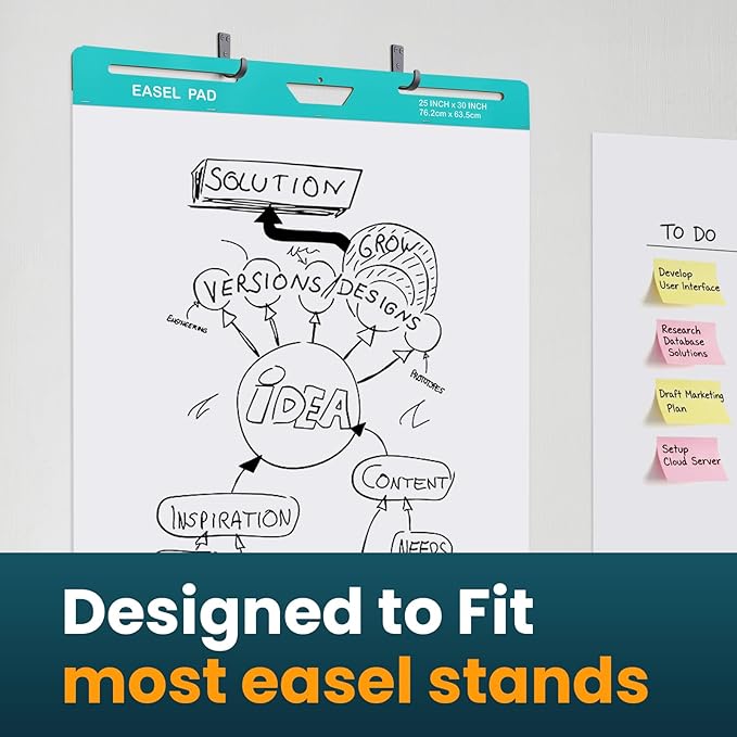 OLenyer Super Sticky Easel Pad, 25x 30IN, Large Self Stick Flip Chart Paper for Office School Classroom Supplies, 30 Sheets/Pad, 6 Pads/Pack, White, Lined