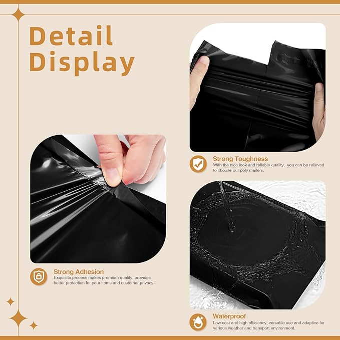 Fuxury 250 Pcs 24x36" Poly Mailers,Waterproof Mailing Envelopes for Clothing, Strong Adhesive Poly Shipping Postage Bags for Small Business(Black)