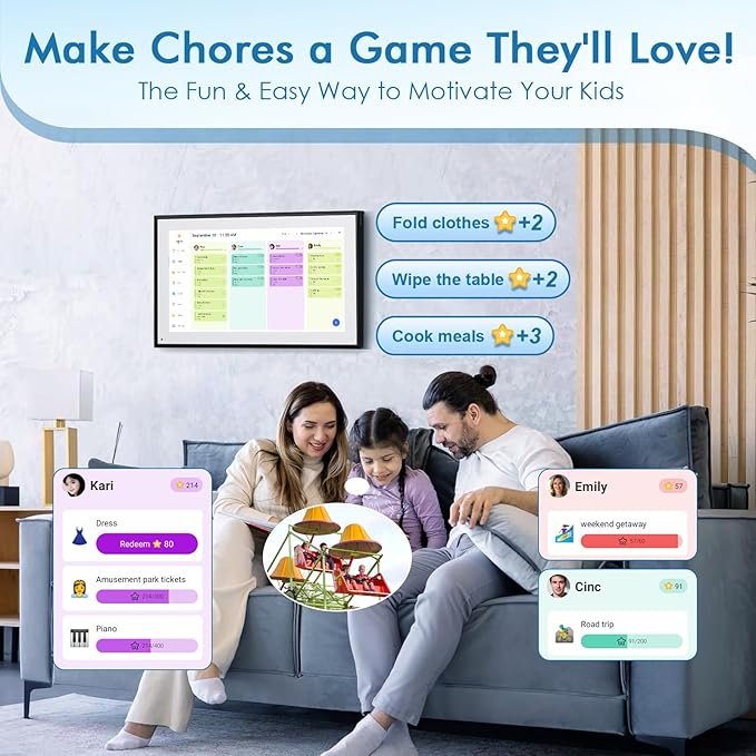 Calendar Digital 15.6 Inch Electronic Calendar&Chore Chart, 1920 * 1080P IPS Touchscreen Wall Smart Weekly and Monthly Planner For family Black Gift for mother mom women